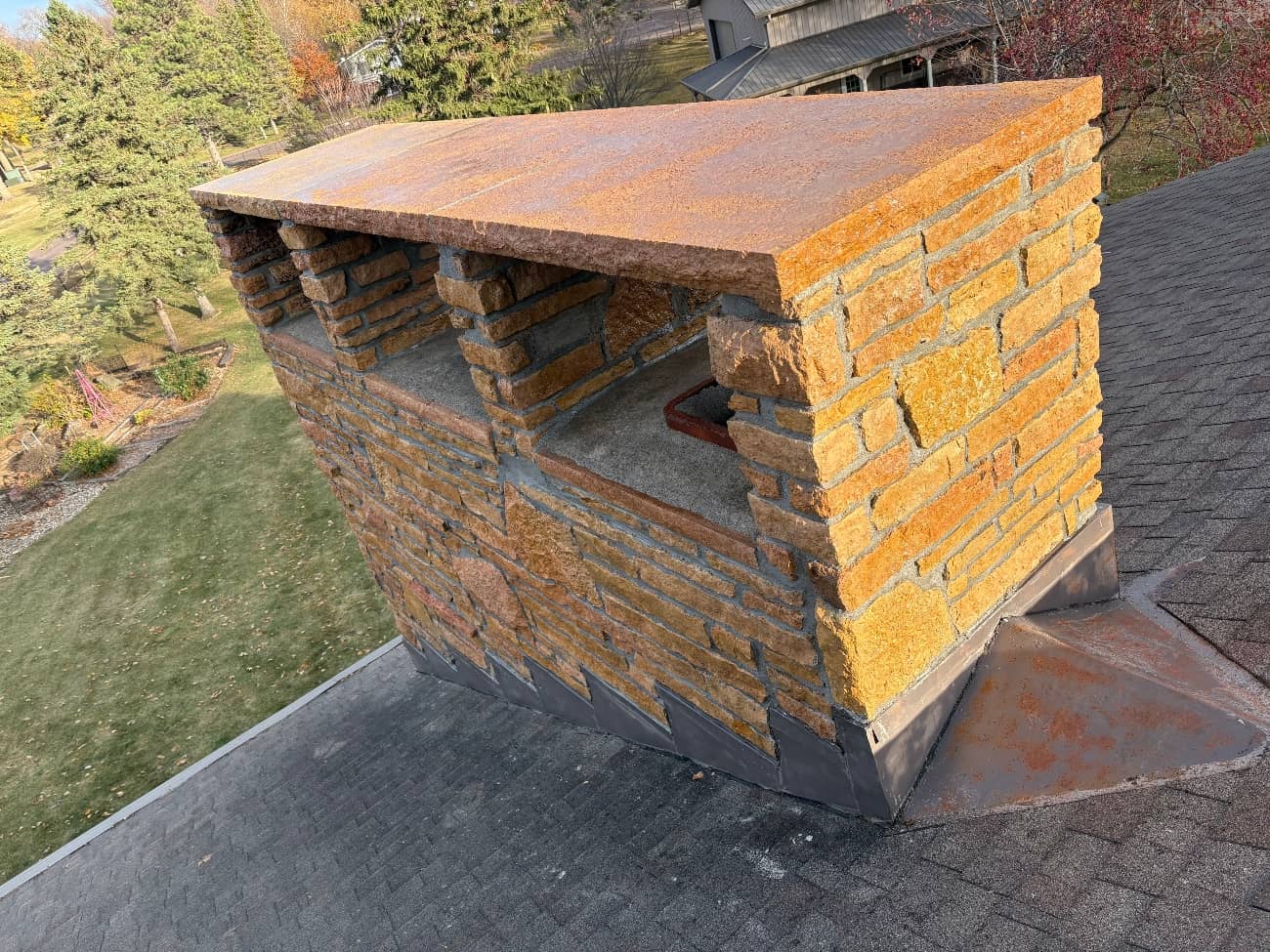 recently constructed chimney masonry