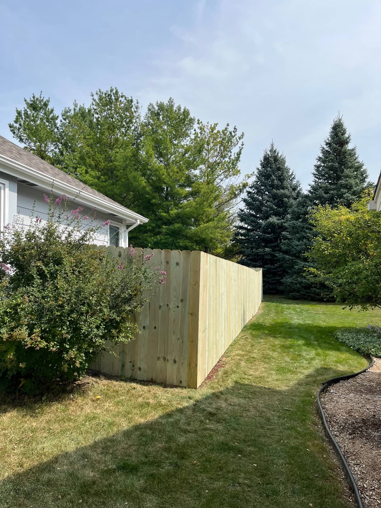 new installed wood fence