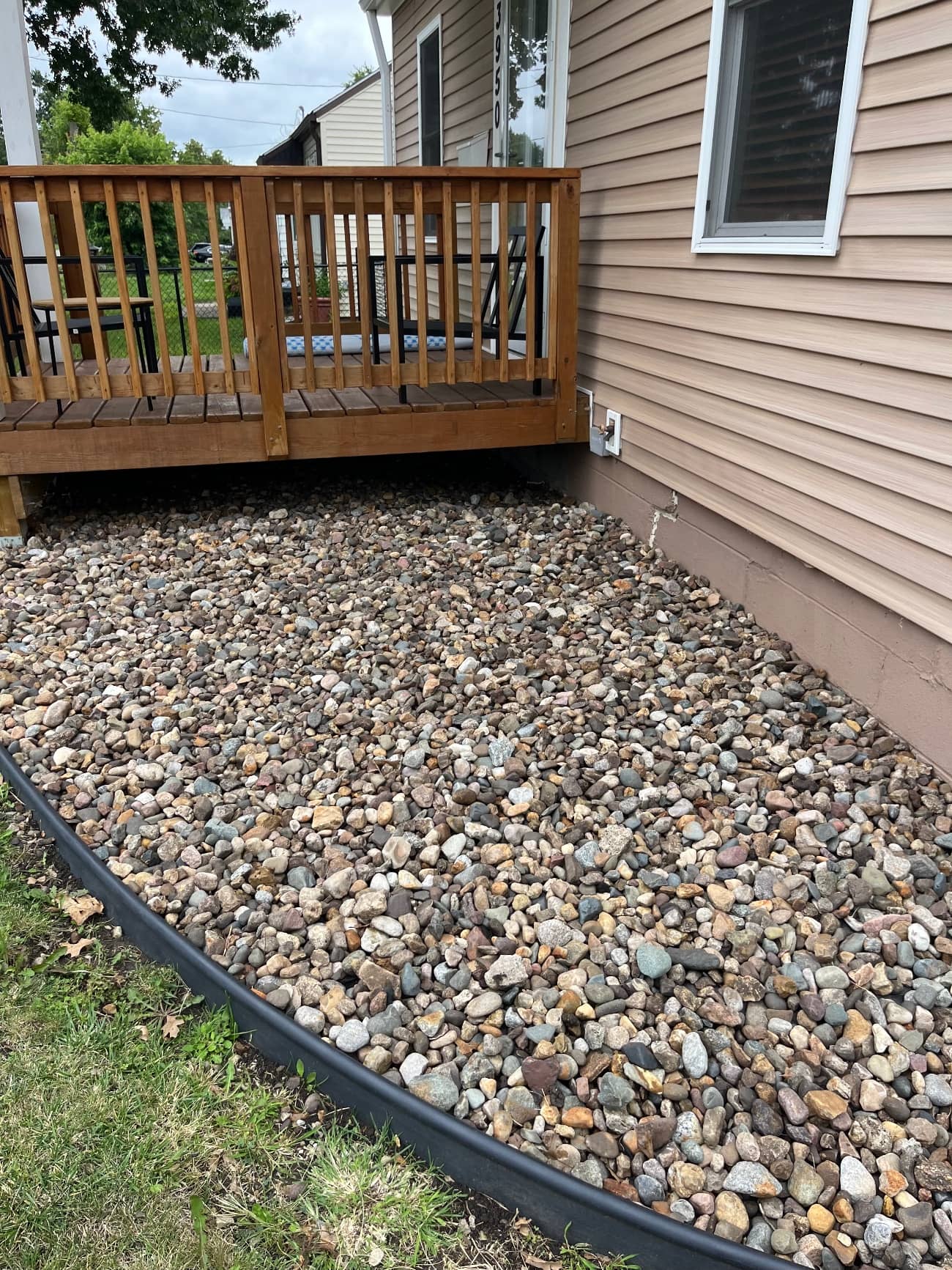 hardscaping project next to deck